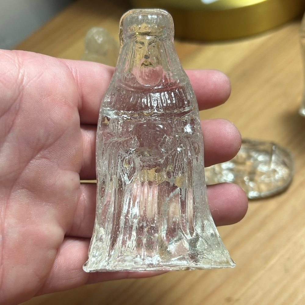 Vintage Glass Nativity Christmas Decor Set w Box Incomplete vintage nativity set - Picture 5 of 11